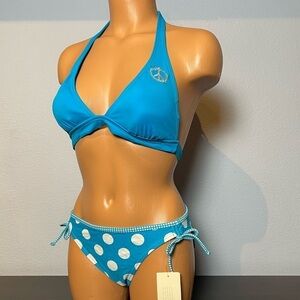 Nwt Hula Honey Halter Top and Polka Dot Bottoms Bikini Set (SW11)